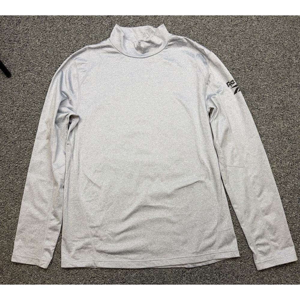 Reebok Mock Neck Long Sleeve Pullover Training shirt Grey Mens Large